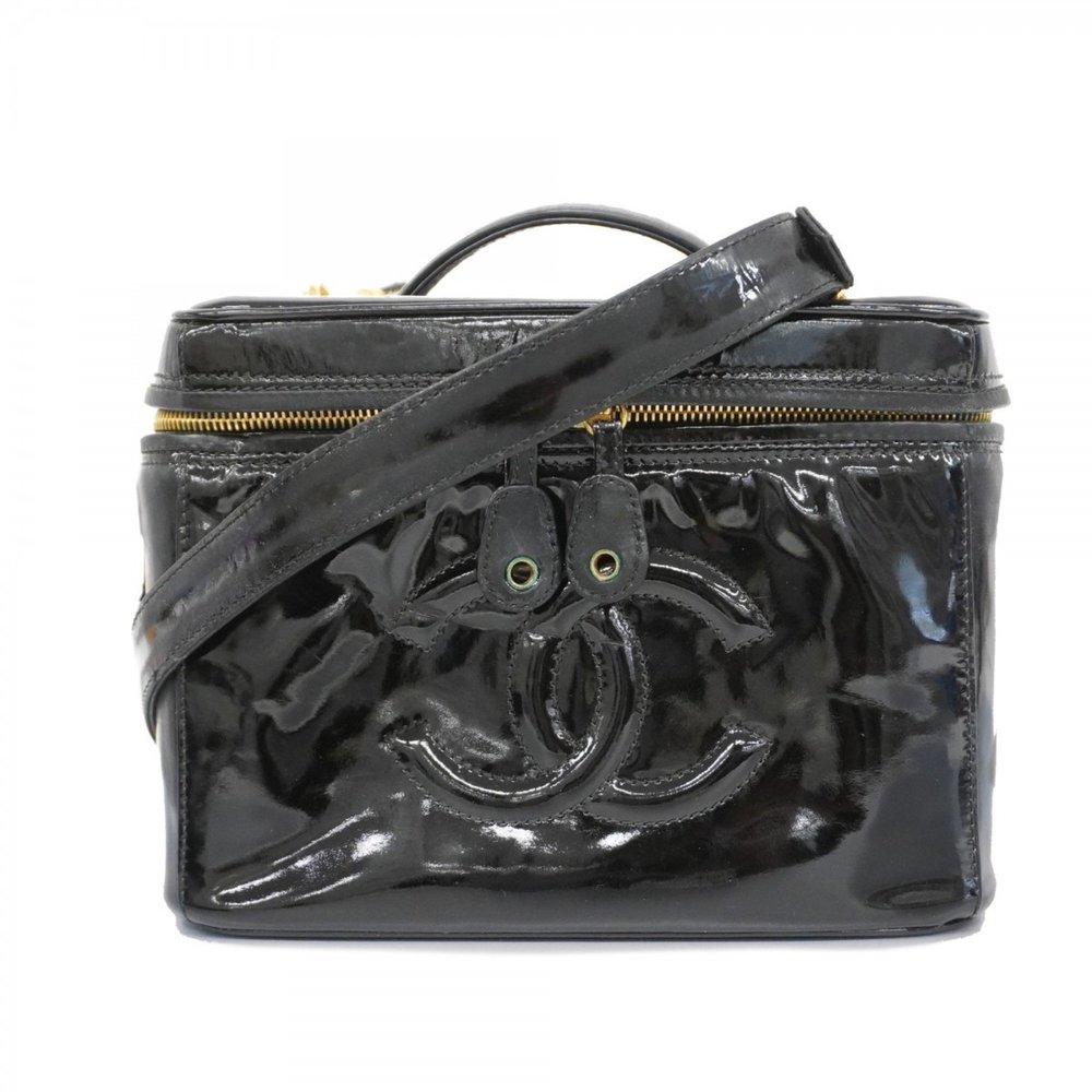 CHANEL Black Patent Leather Vanity Bag